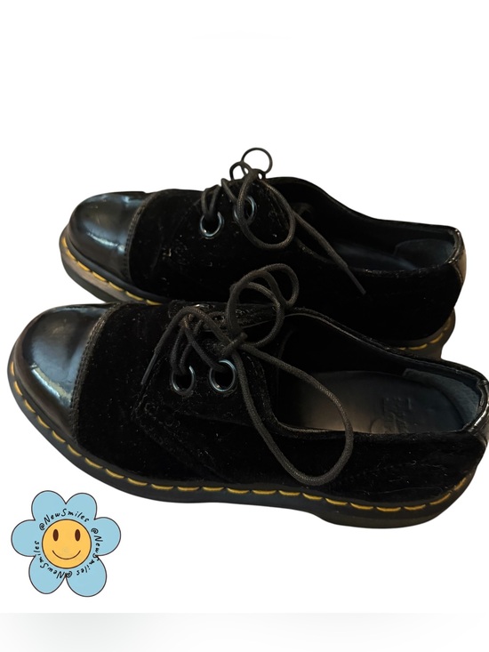 Dr. Martens Shoes - Dr Martens ~ Black Velvet Shoes ~ Velvet w/ Patent Leather Toes & Heel Strip